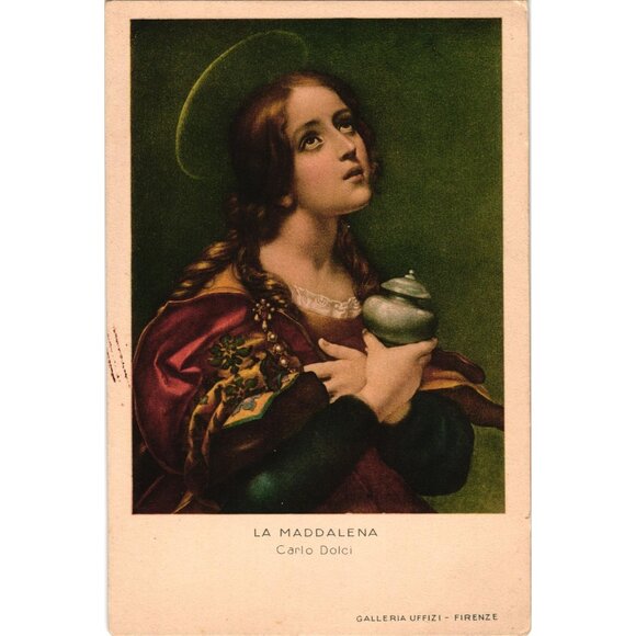 La Maddalena Carlo Dolci Italian Religious Art Postcard Vintage Reproduction - Picture 1 of 2